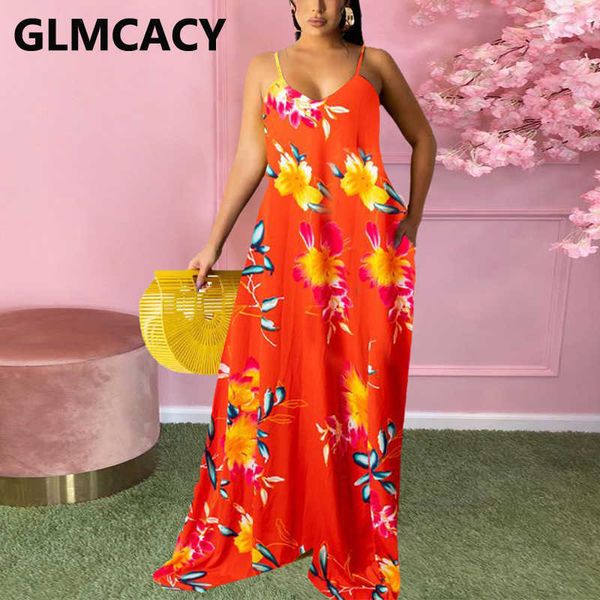 

spaghetti strap floral printed maxi dress loose summer dress 210702, Black;gray