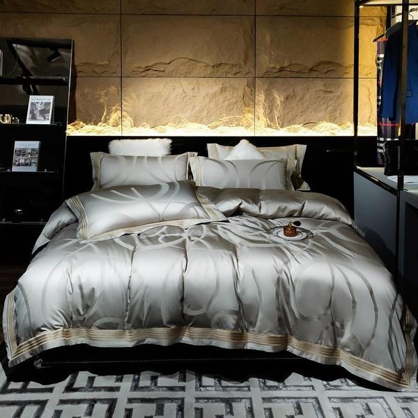 

bedding sets  king 4pcs 1000tc egyptian cotton jacquard duvet cover el super soft silky gray set 1bed sheet 2 pillowcases