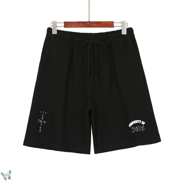 

short property of cactus jack casual shorts travis scott 3d foam printed short book, White;black