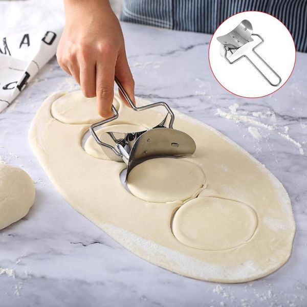 

baking & pastry tools stainless steel dough cutter dumpling skin maker mold roller pasta spaghetti circle wrappers kitchen cook tool