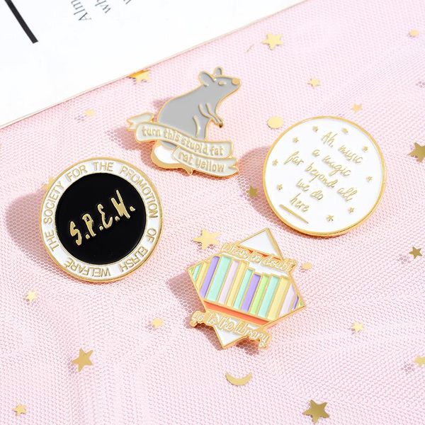 

pins, brooches scabbers enamel pins custom dumbledore library books brooch buckle magic bag lapel pin shirt badge jewelry gift for fans frie, Gray