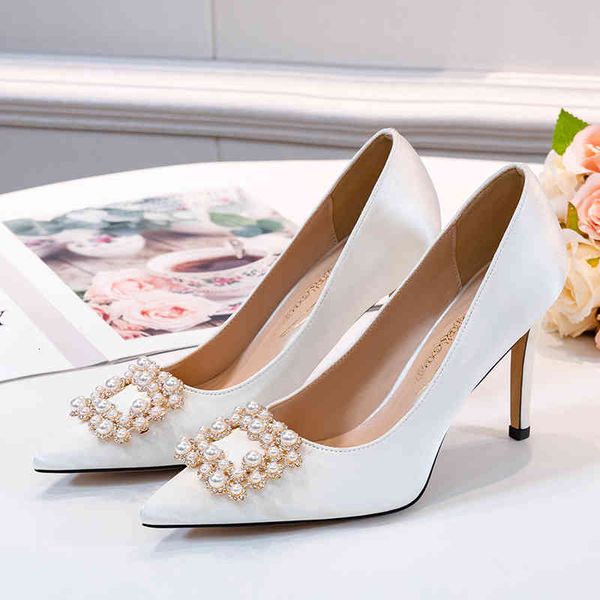 

dress shoes mulheres sapatos de casamento bombas pérola marca seda moda festa salto alto outono plus size nova chegada 3j6b, Black