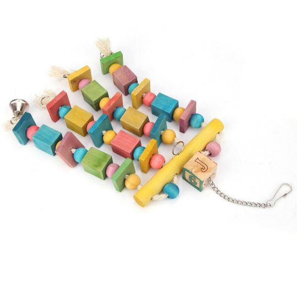 

other bird supplies funny toy play wood blocks chew bite accessories non-toxic colorful pet parrot swing macaw standing hanging bells