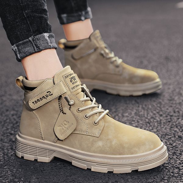 

high leather shoes men's spring and autumn martin middle winter boys' boots military, Black