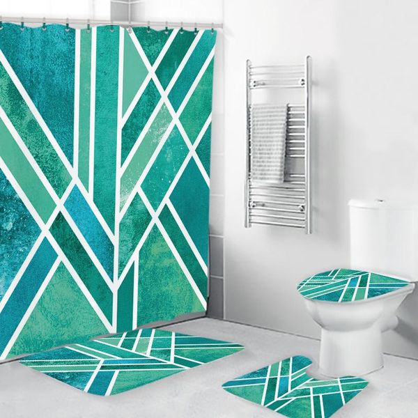 

home decoration bathroom curtain shower waterproof set non-slip carpet toilet cover bath mat mats