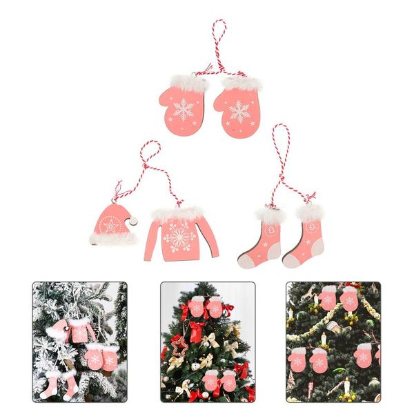 

christmas decorations 6pcs theme hanging pendant wooden slices decor party supplies