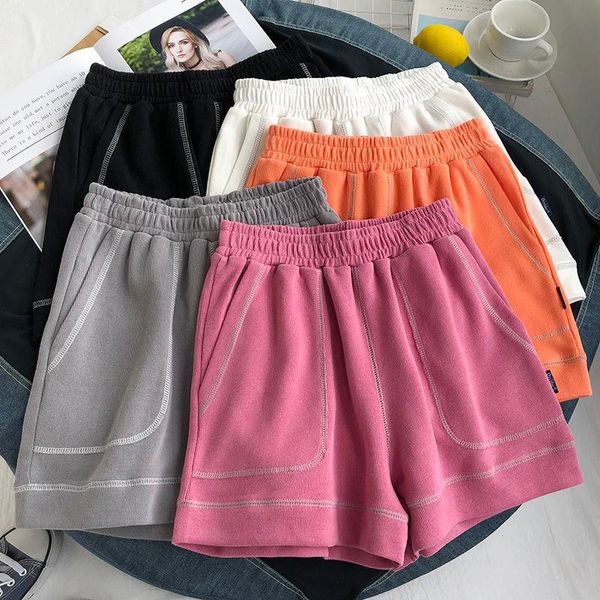 

women's shorts 2021 simple women casual patchwork sports fitness workout summer female elastic loose short pants y600, White;black