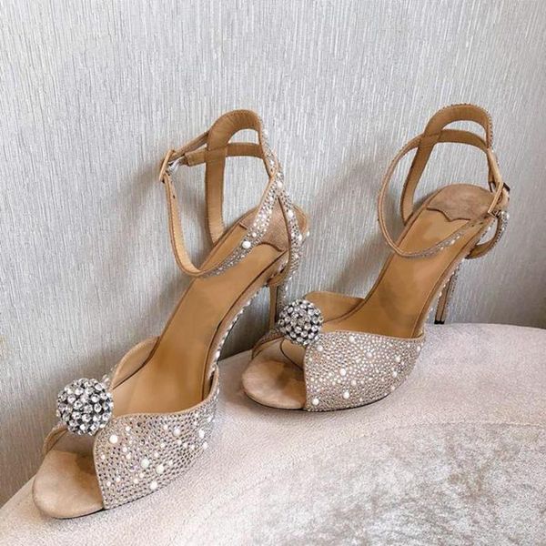

sandals ins fashion women's crystal shoes round toe thin heels dress party real leather 34-41, Black