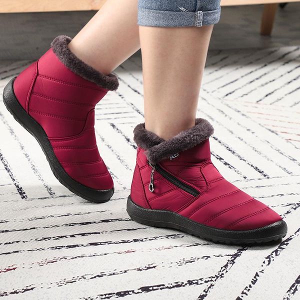 

boots women 2021 fashion waterproof snow for winter shoes casual lightweight ankle botas mujer warm, Black