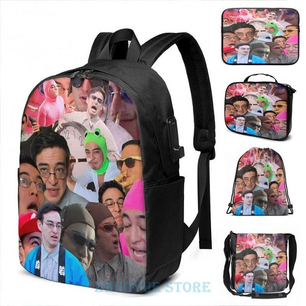 

backpack funny graphic print papa franku usb charge men school bags women bag travel laptop