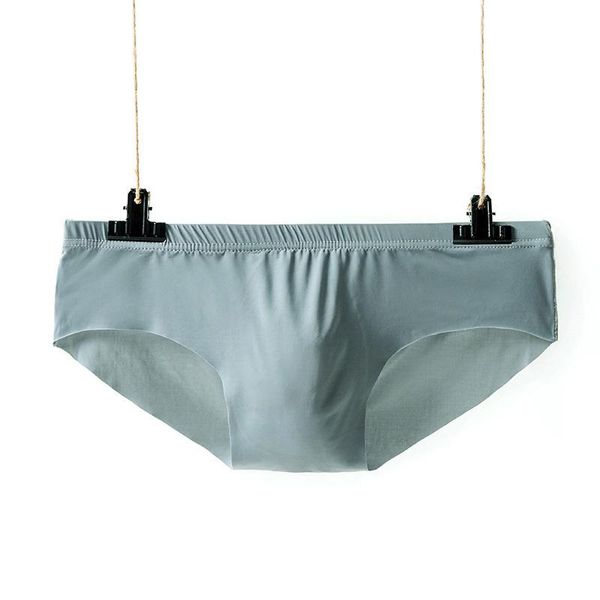 

men briefs ice silk translucent underwear swimming trunks beach summer modal men's solid-color convex underpants, Black;white