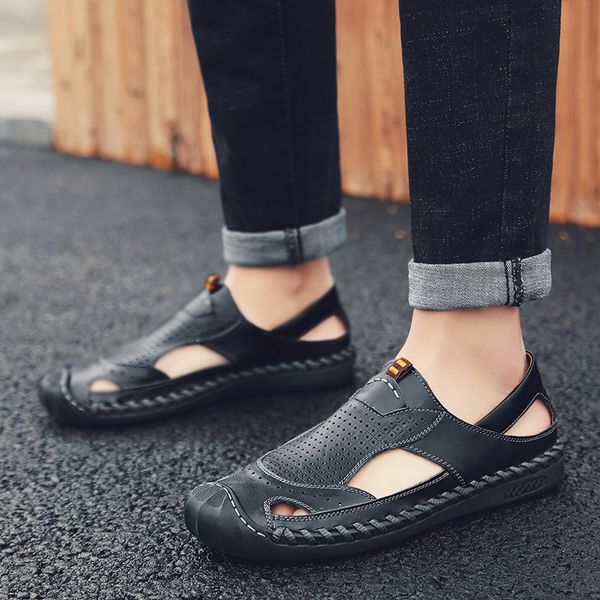 

big size 38-45 sandy beach hole shoes original men women sandals classic lady gentlemen flip flops fisherman children luxurys designers slip, Black
