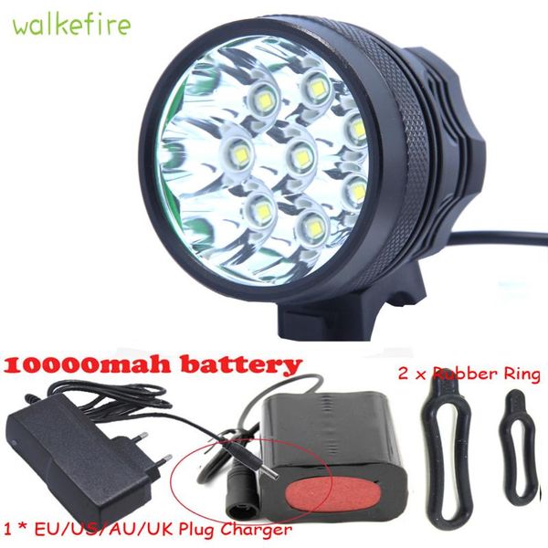 

walkfire led bicycle front bike head light 12000 lumens 8 x xml t6 cycling + 3 modes 6*18650 battery pack charger lights