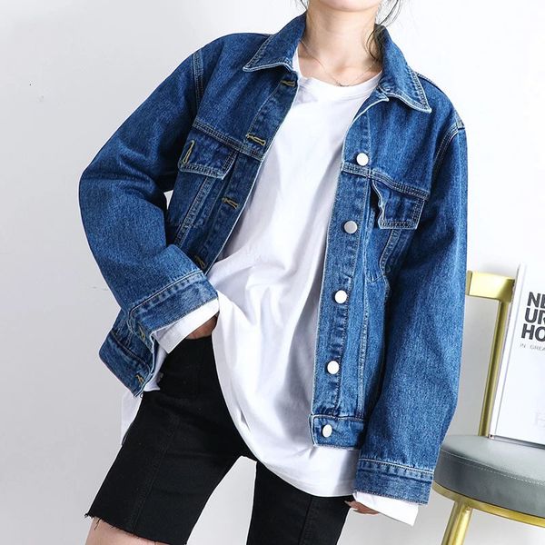 

women's jackets classic female denim vintage jackets loose wash blue women's jacket long autumn streetwear feminine outwear vcf8, Black;brown