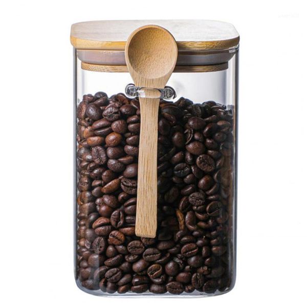 

storage bottles & jars durable jar with spoon glass tank sealed smooth edge thicker food container
