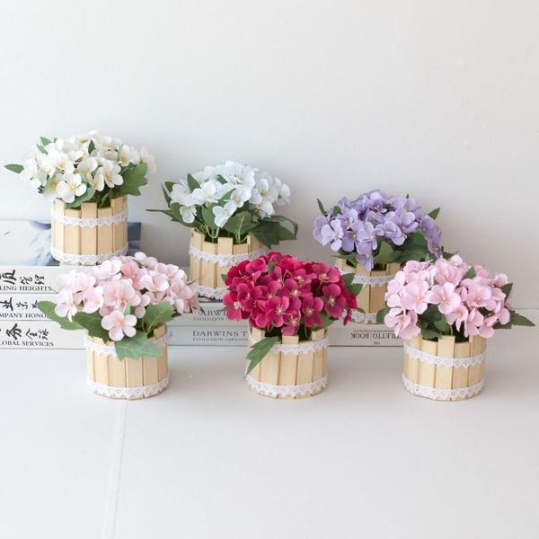 

decorative flowers & wreaths european style tea rose artificial flower pot bonsai fake planter home shop showcase ornament decoration pograp