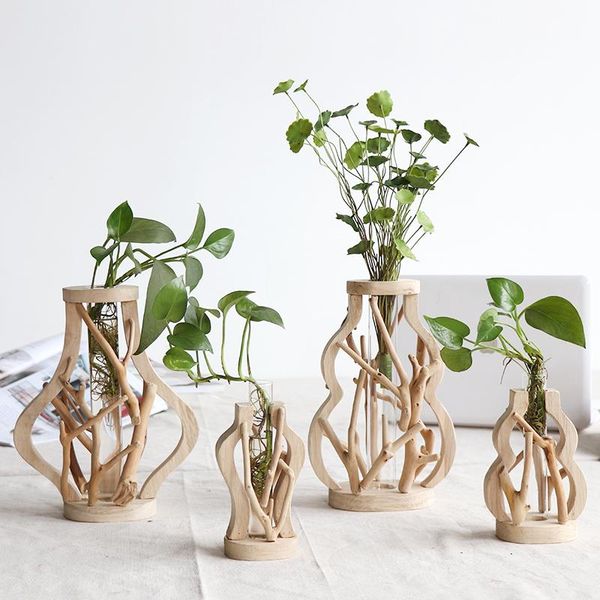 

vases pure handwork wooden vase decorated with solid wood flower pot for water planting creative home decorative