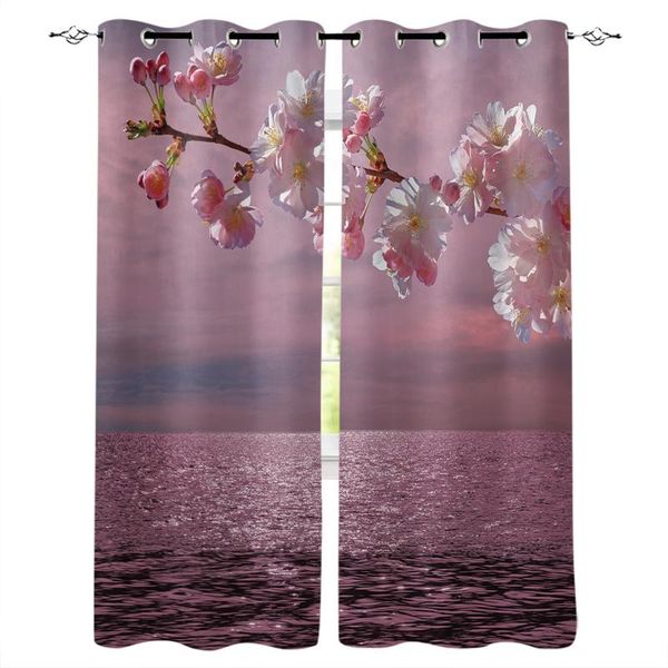 

lake cherry blossom water surface pink dreamy curtain for living room kids decoration bedroom window drapes &