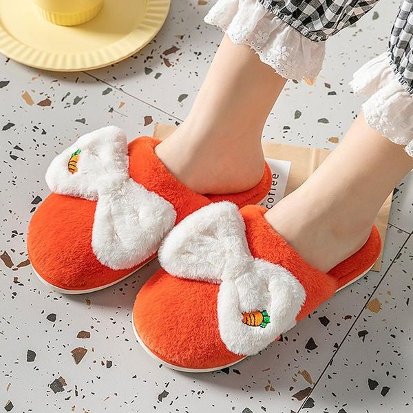 

fashion women fluffy slippers winter warm fur shoes men embroidery ear soft sole home indoor ladies girls slides, Black