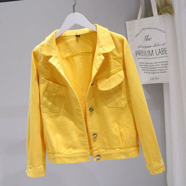 

women's jackets women denim 2021 yellow jacket fashion ladies spring autumn basic coat loose jeans coats female casual outwear 672, Black;brown