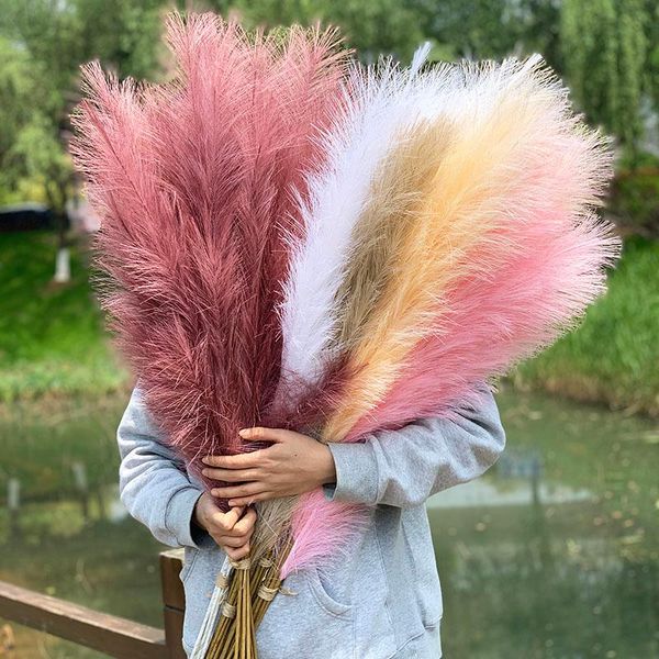 

120cm artificial pampas grass bouquet diy vase wedding party home garden decoration plant real touch fake flowe
