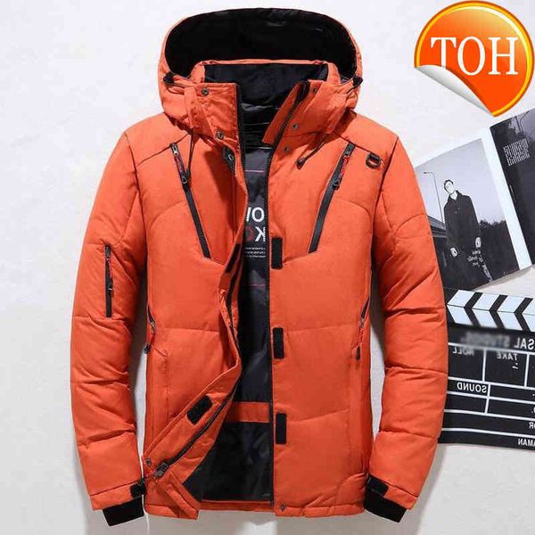 

new winter jacket men casual white duck down warm hooded coats mens outwear windbreaker thicken parkas 4xl abrigo hombre casaco, Black