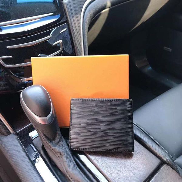 

designer card bag black fashion mens wallets leather stripe wallets short purses half fold card bag with gift box small ticket, Red;black