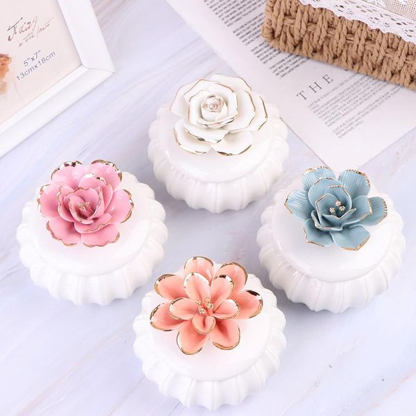 

storage bottles & jars rose peony box ceramic flower canister jar with lid desktop