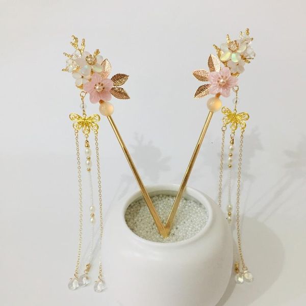

vintage chinese style hanfu hair stick women metal glaze fork chopsticks hairpin woman jewelry clip accessories clips & barrettes, Golden;silver
