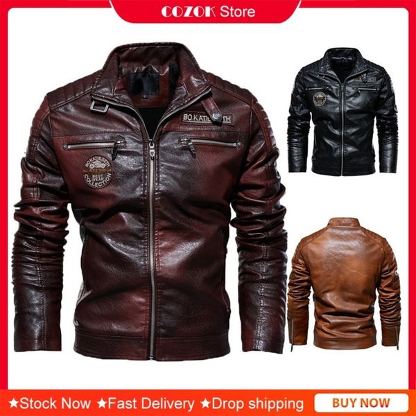 

autumn and winter fashion coat pu leather et motorcycle style male busins casual ets men warm overcoat, Black;brown