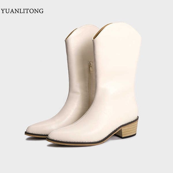 

aiming at the same high tube women's pointed toe thick heel side zipper sewing knights boots wtern jeans sho in winter 2021, Black