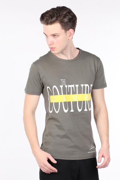 

men's t-shirts male khaki couture printed bicycle neck t-shirt, White;black