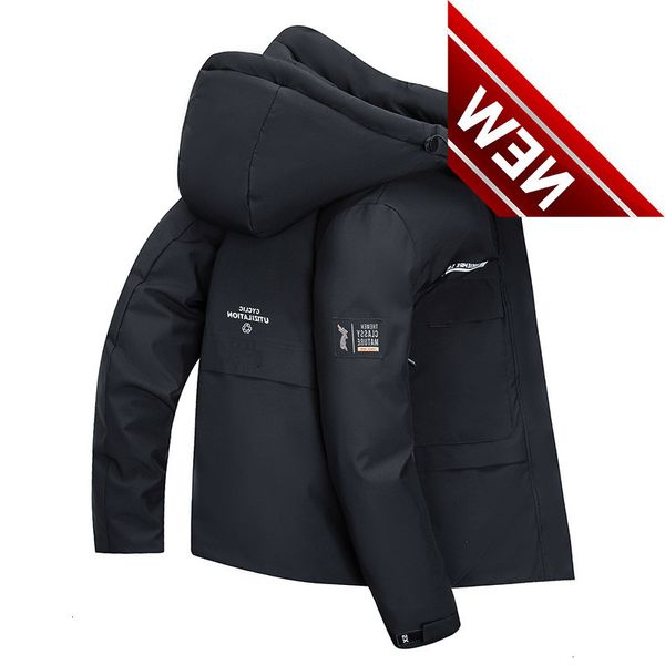 

fashion brand men's winter coats hooded 90% white duck down jackets warm windbreakers snow parkas overcoats black blue