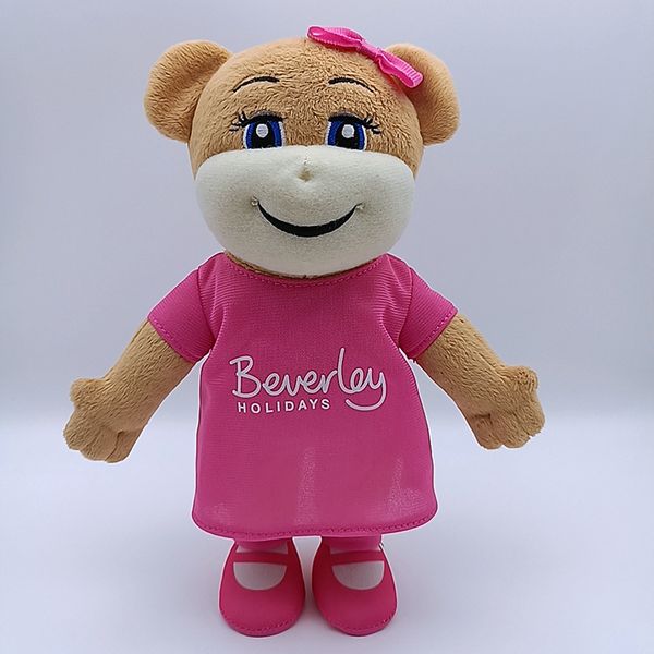 

cute teddy bear plush doll with straight bow 25cm brown