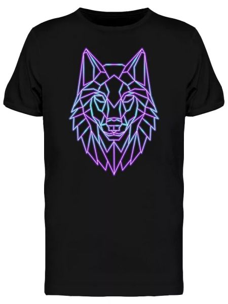 

Wolf Head Neon Style Men's Tee -Image by Shutterstock, White;black