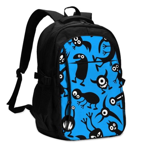 

backpack usb charge women funny monster student letters print school bag teenager girls