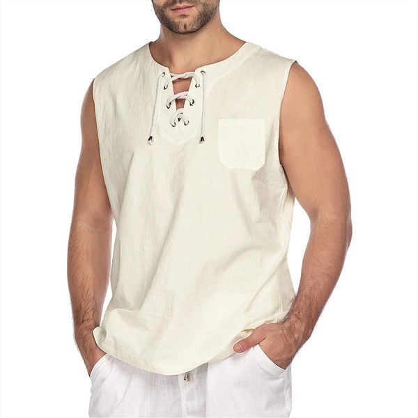 

fashion daisy clothing mens bodybuilding men solid tank cotton and linen sleeveless vest fitness tanks hippie, White;black