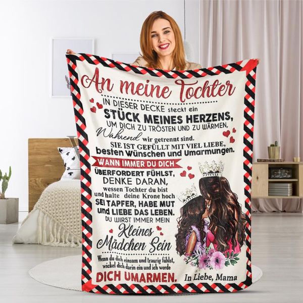 

blankets german letters blanket to my daughter in warm cozy printed letter throw for bed sofa couch room birthday gift