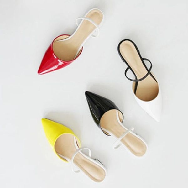 

sandals pointed flat slippers women 2021 shallow mouth half, Black