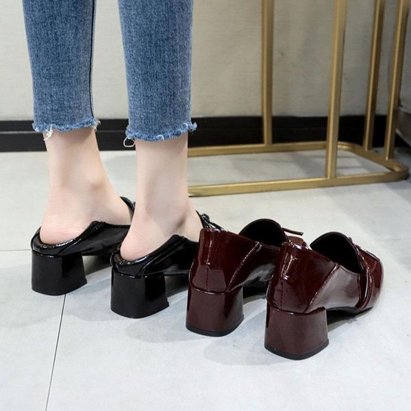

dress shoes 2021 sandalias femeninas square high heels autumn female summer mujer m1203, Black