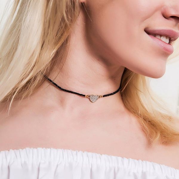 

chokers shuangsheng female choker necklace black crystal gold heat pendant bohemia simple and stylish harajuku for women, Golden;silver