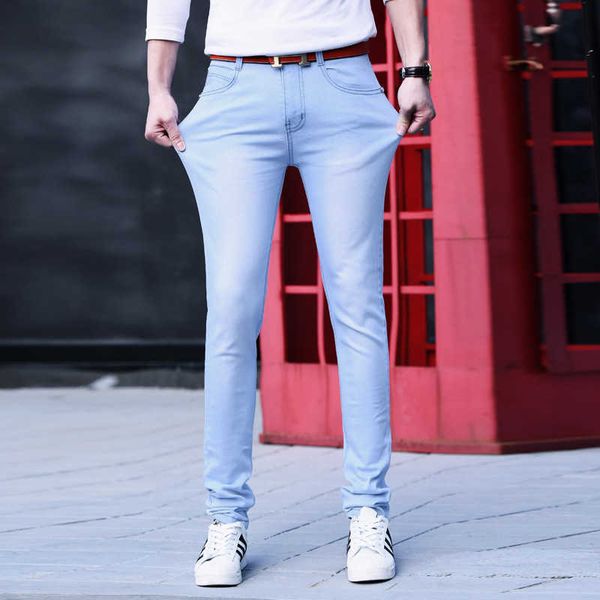 

2020 fashion slim male blue jeans men's trousers mens casual pants skinny pencil pants pantalon homme x0621