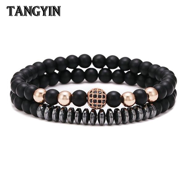 

charm bracelets 2021 classic natural stone energy bracelet homme men jewelry micro inlay zircon disco ball 6mm bead for women gifts, Golden;silver