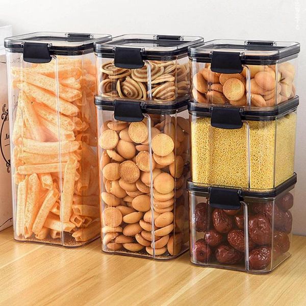

700/1300/1800ml storage container plastic kitchen refrigerator noodle box multigrain tank transparent sealed bottles & jars