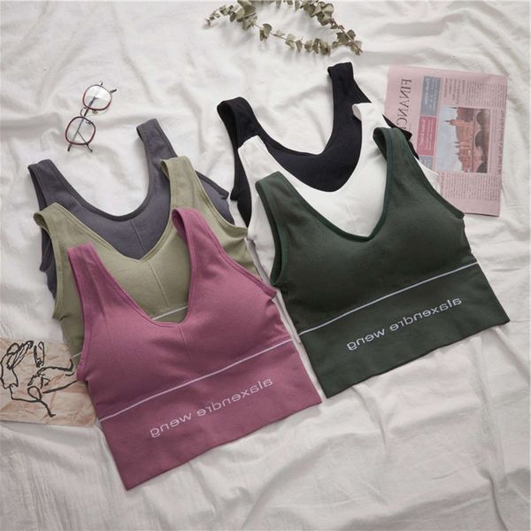 

lingerie girl aw elegant same king back underwear women yoga sports vest no steel ring fitness bra, Black;pink