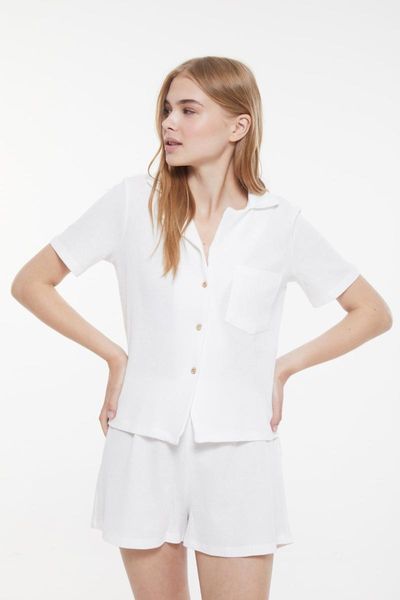 

trendyol waffle knit pajamas set thmss21pt0456 men's sleepwear, Black;brown