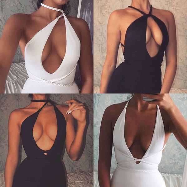 

7501 twist bandage same series hip deep v open back black and white dress, Black;gray