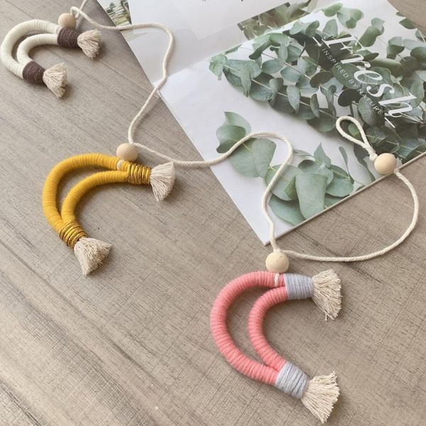 

decorative objects & figurines macrame tassel weave moon wall hanging pendant colorful boho ornaments for children room party supplies