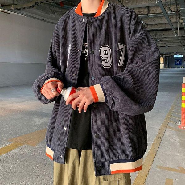 

men's jackets corduroy jacket men single-breasted trend loose baseball uniform fashion handsome versatile man 2021 clothes gothic, Black;brown