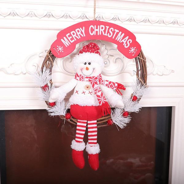 

christmas decorations decoration,42cm,fabric long-legged snowman elk and round vine garland,festive party scene arrangement, home decoration